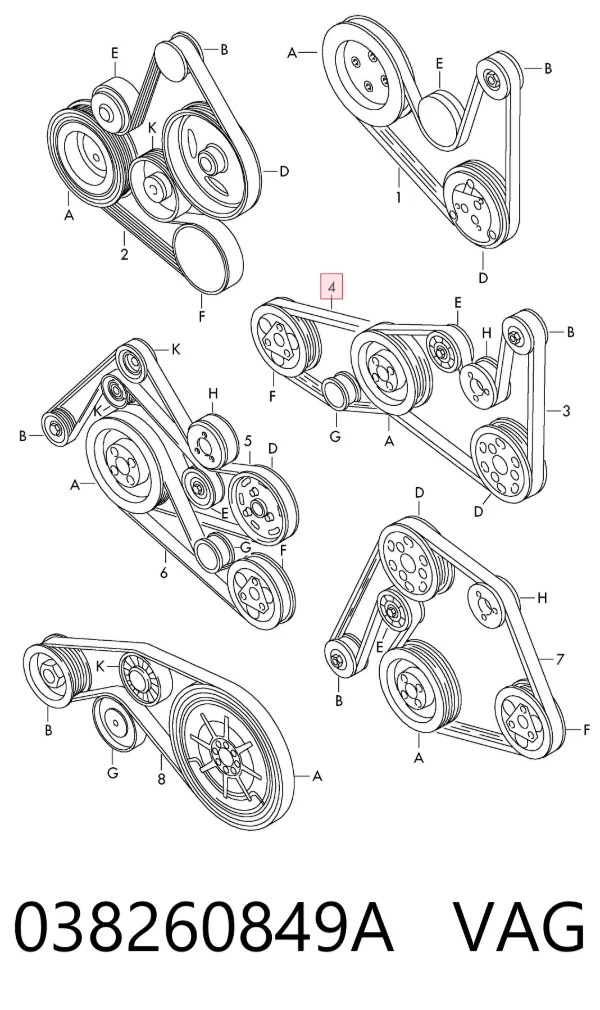 Correa de alternador 038260849A VAG