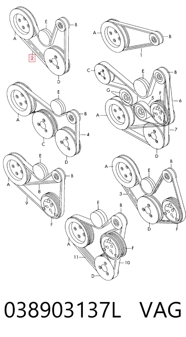 Correa de alternador 038903137L VAG