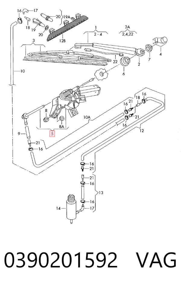Motor limpiaparabrisas, trasera 0390201592 VAG