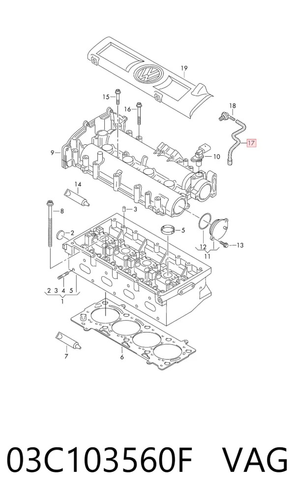 Tubo de ventilación del cárter 03C103560F VAG