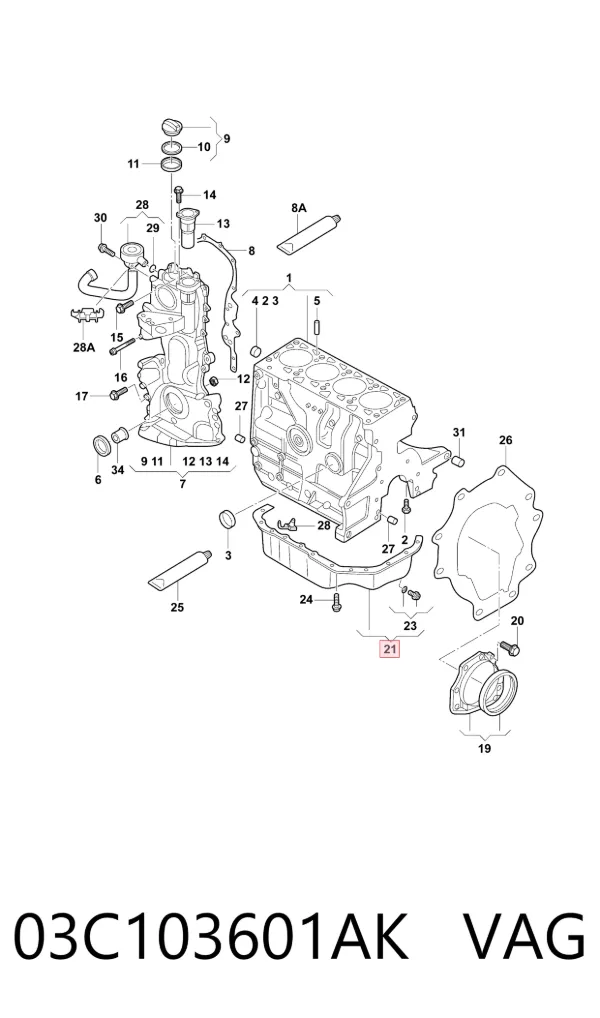 Cárter de aceite del motor 03C103601AK VAG
