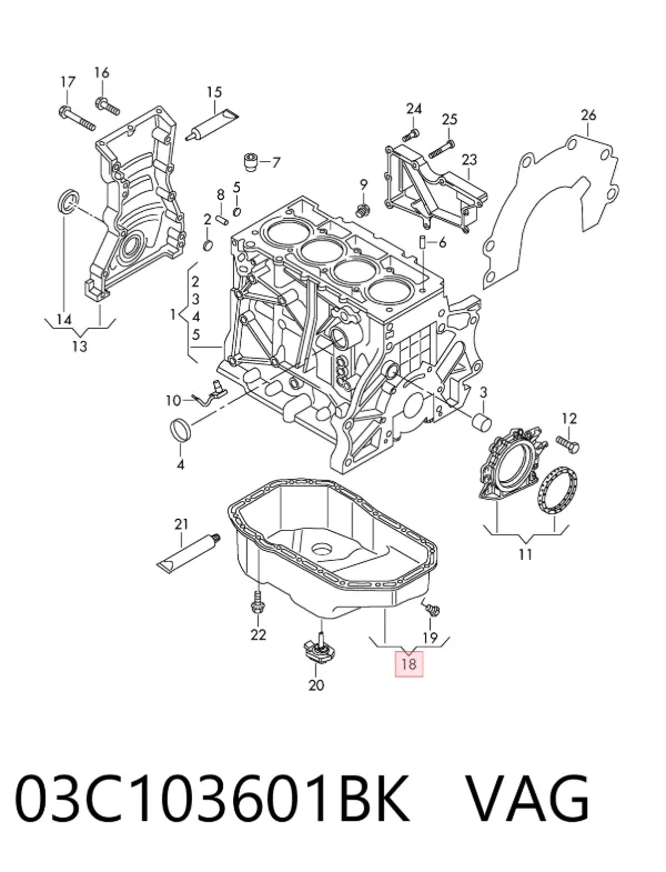 Cárter de aceite del motor 03C103601BK VAG