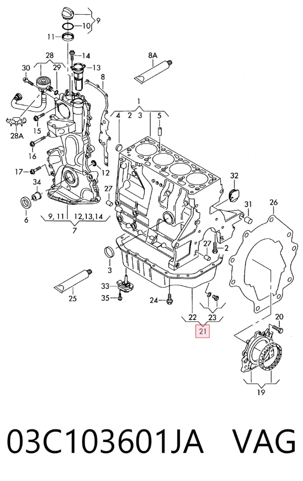 Cárter de aceite del motor 03C103601JA VAG