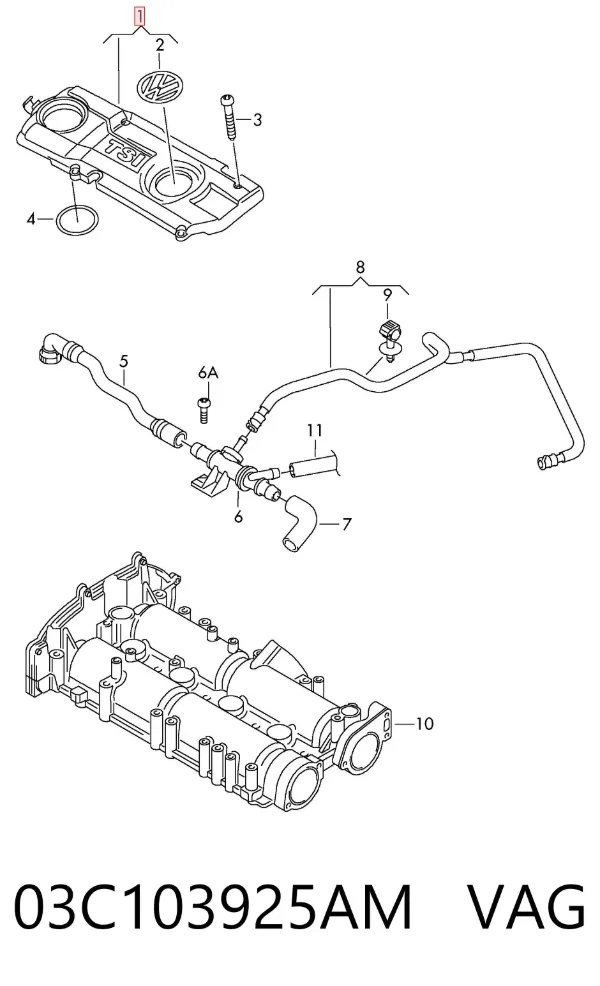 Tapa motor 03C103925AM VAG