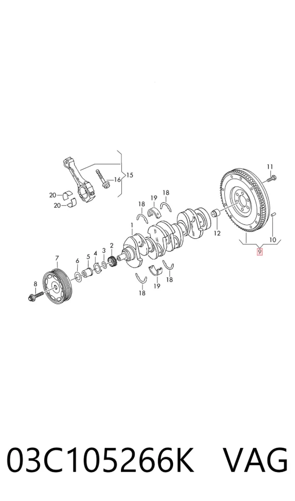Volante motor 03C105266K VAG