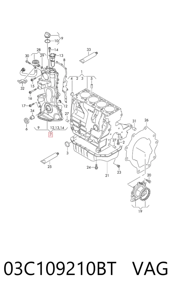 Tapa delantera del motor 03C109210BT VAG
