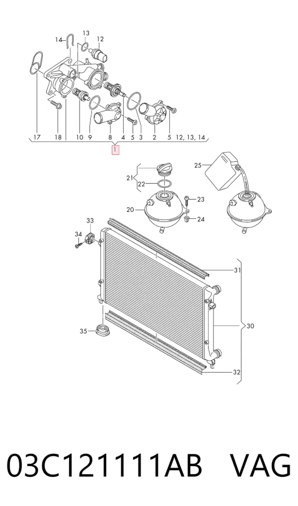 Caja de termostato 03C121111AB VAG