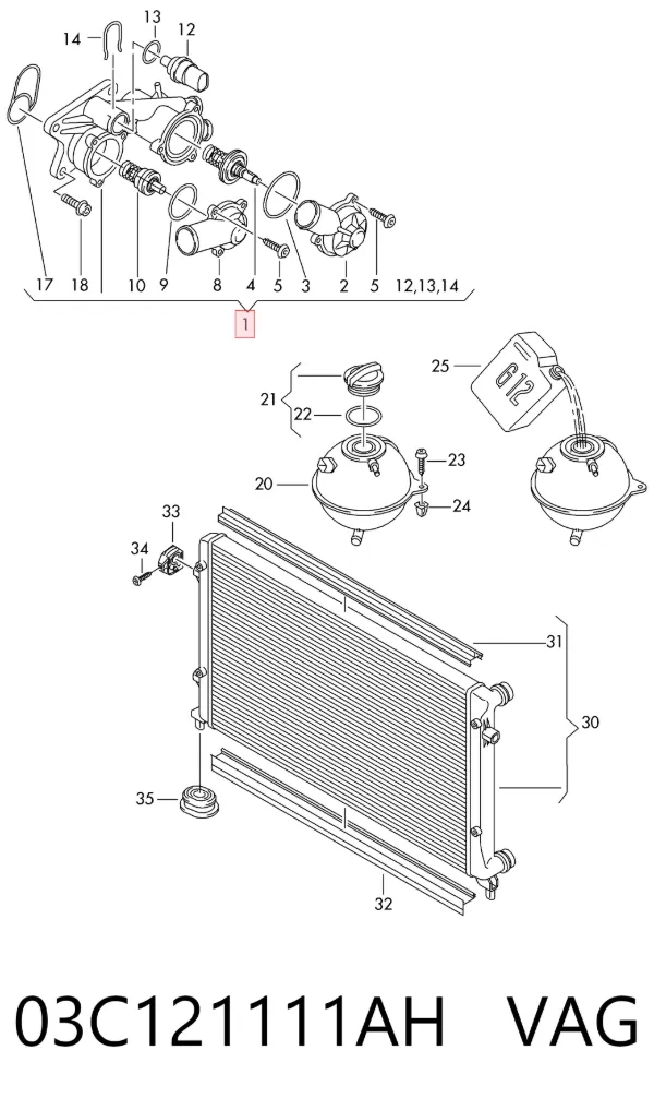 Caja de termostato 03C121111AH VAG