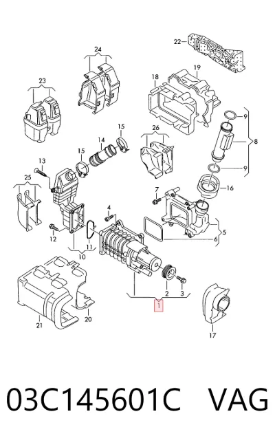 Compresor de sobrealimentación del motor VAG 03C145601C