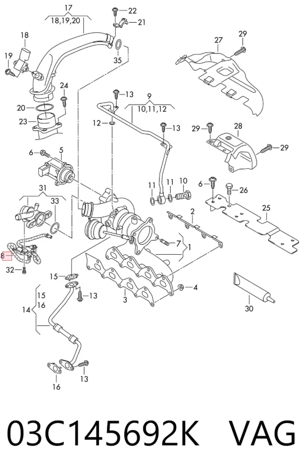 Válvula de recirculación de aire de sobrealimentación de turbina 03C145692K VAG