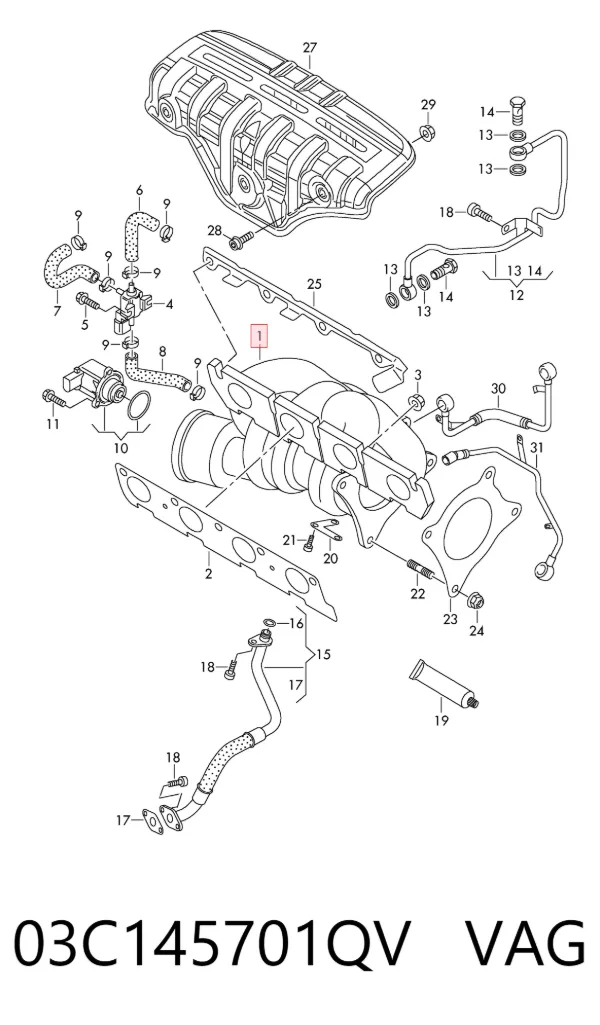 Turbocompresor 03C145701QV VAG