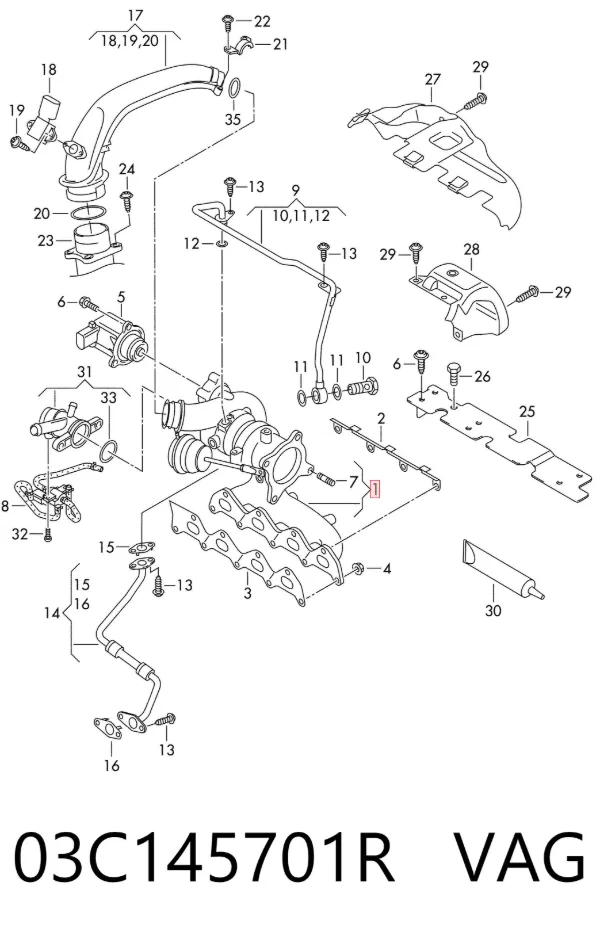 Turbocompresor 03C145701R VAG