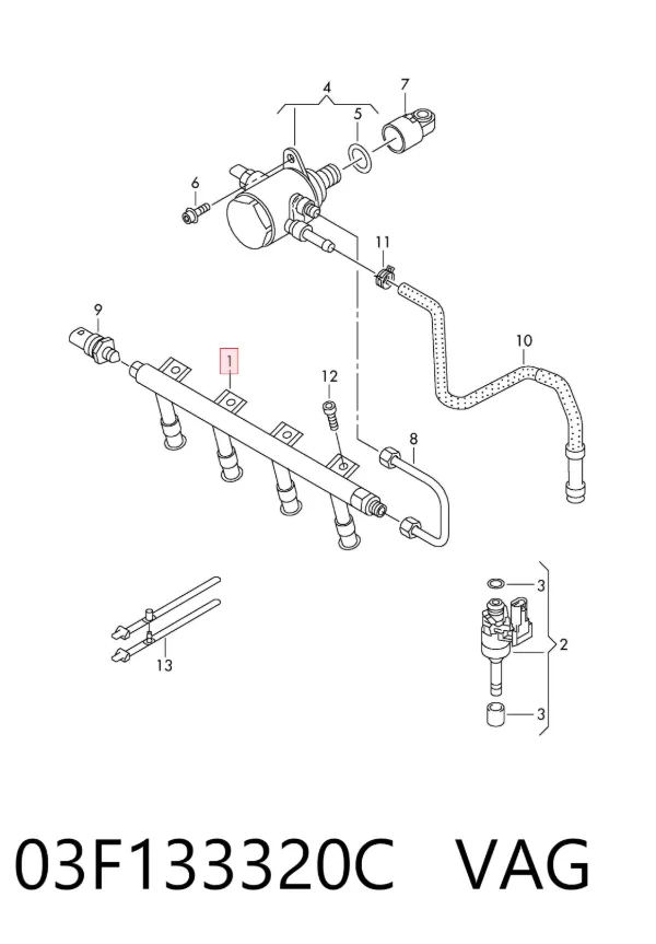 Rampa de combustible 03F133320C VAG