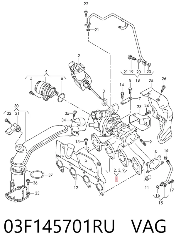 Turbocompresor 03F145701RU VAG