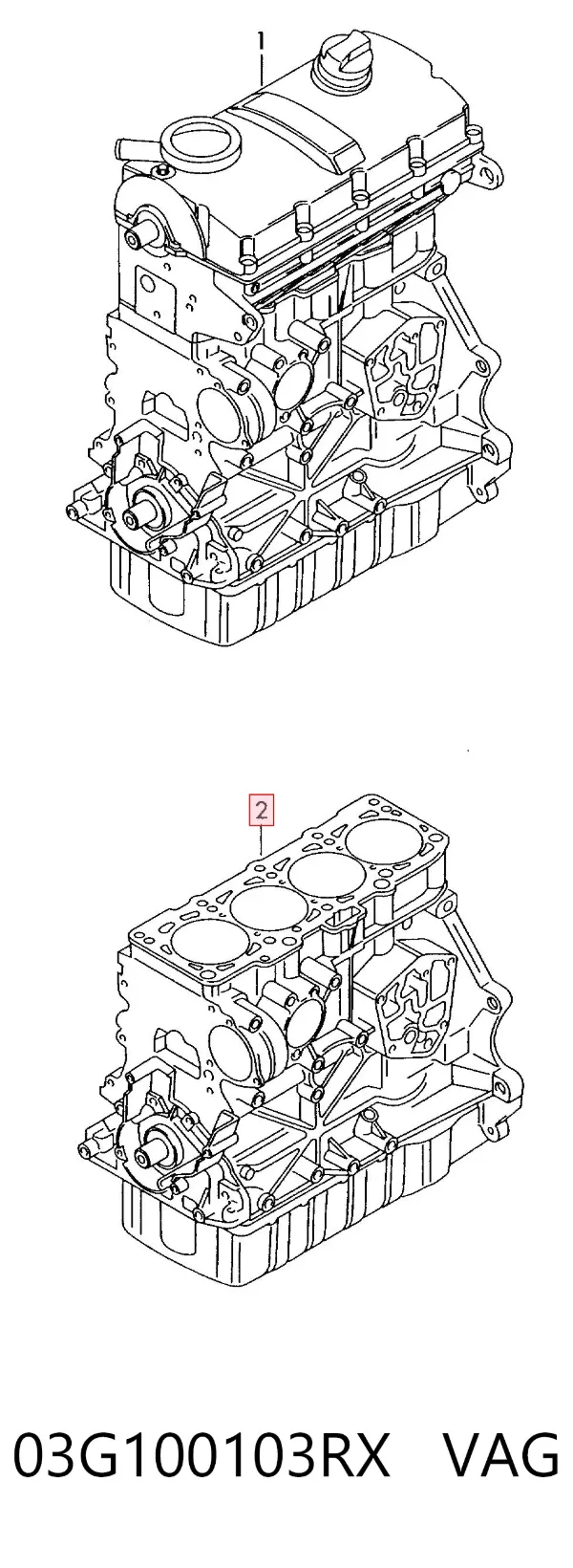 Bloque de cilindros del motor 03G100103RX VAG