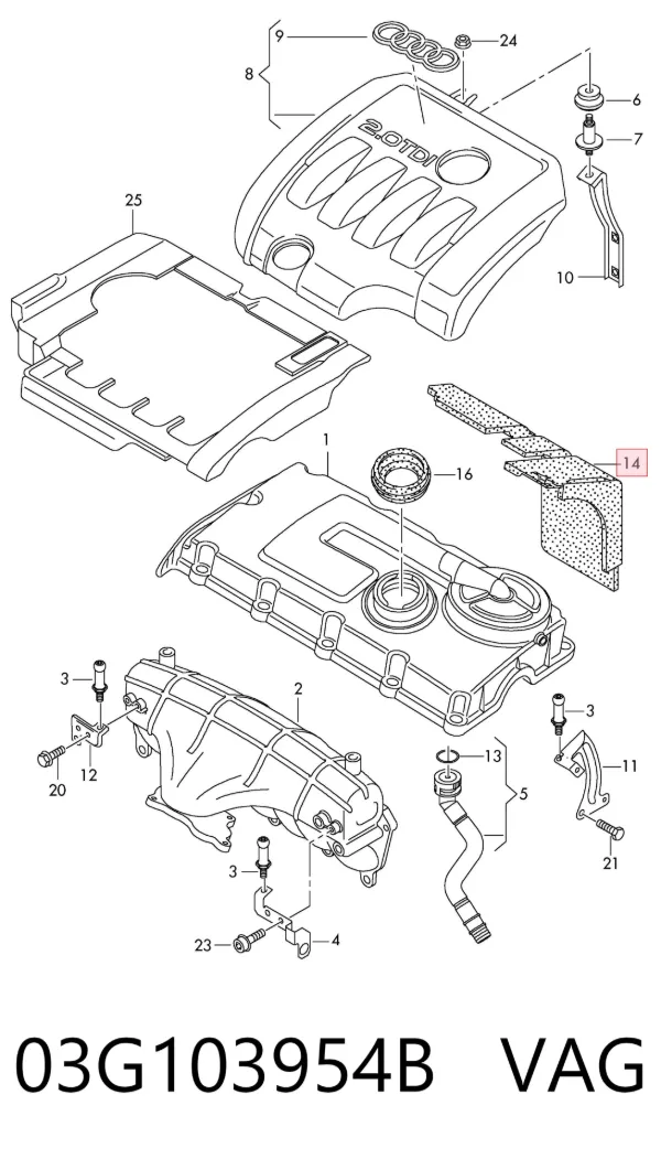 Tapa motor 03G103954B VAG