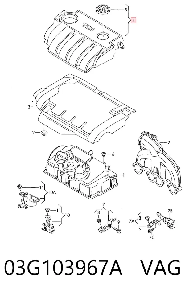 Tapa motor 03G103967A VAG