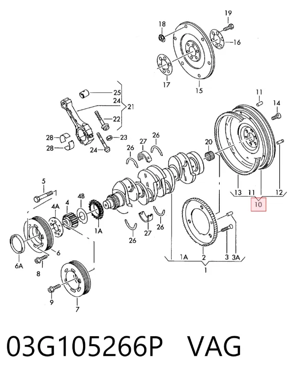 Volante motor 03G105266P VAG