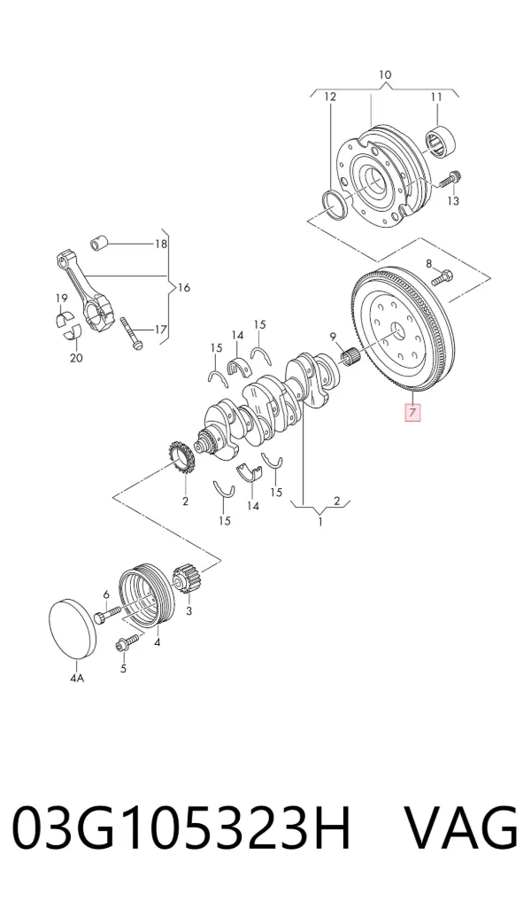 Volante motor 03G105323H VAG