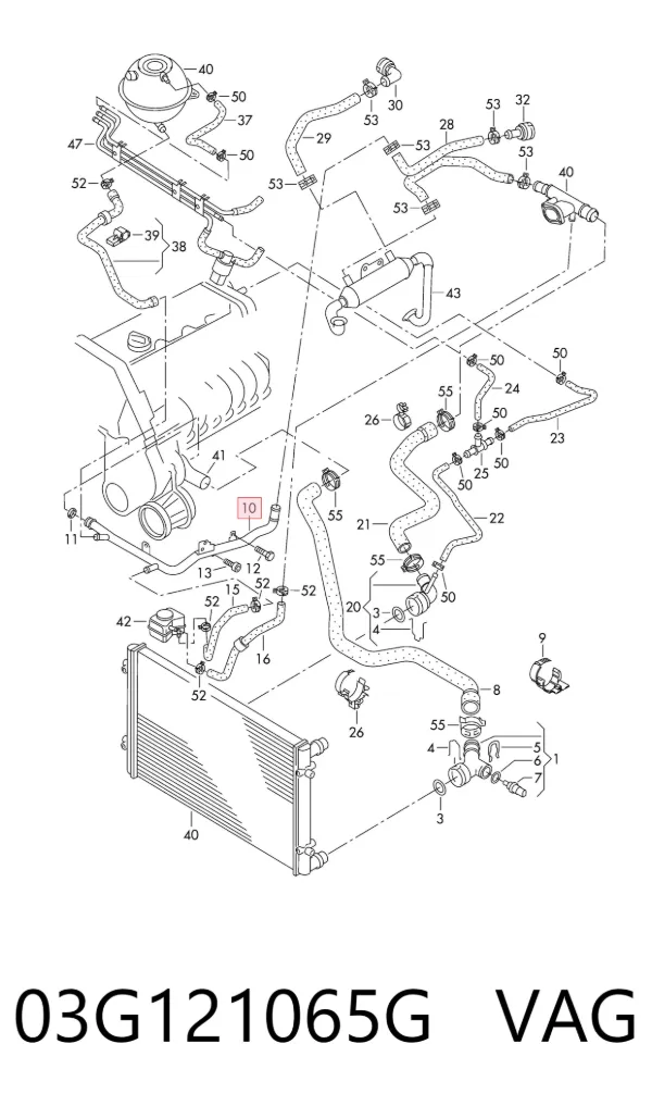 Manguera radiador 03G121065G VAG