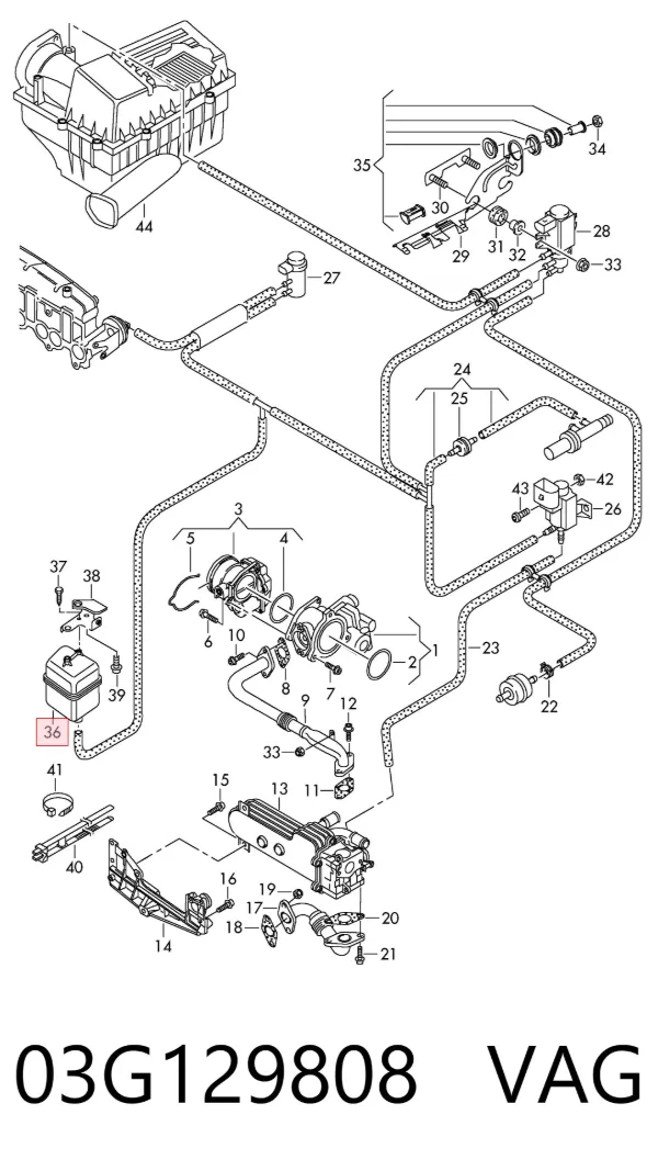 Depósito de vacío del motor 03G129808 VAG