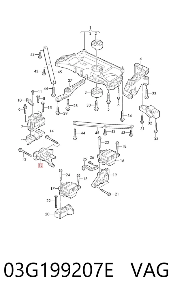 Soporte de motor trasero 03G199207E VAG