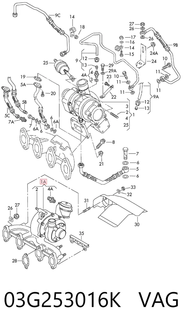 Turbocompresor 03G253016K VAG