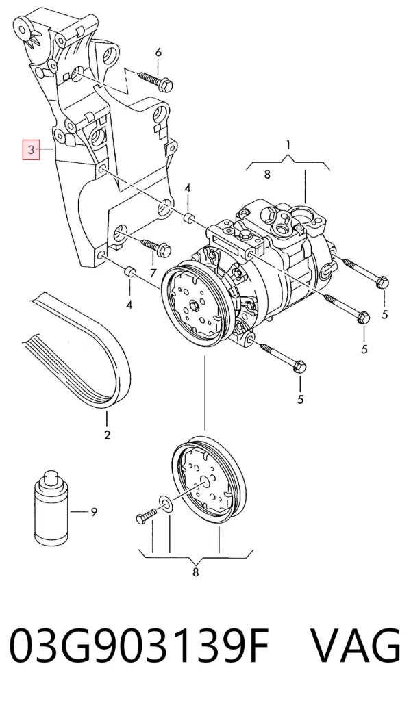 Soporte del alternador 03G903139F VAG