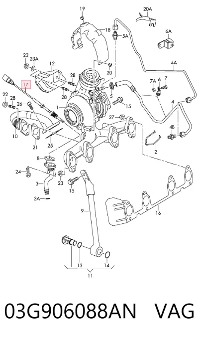 Sensor de temperatura de gases de escape antes de la turbina VAG 03G906088AN
