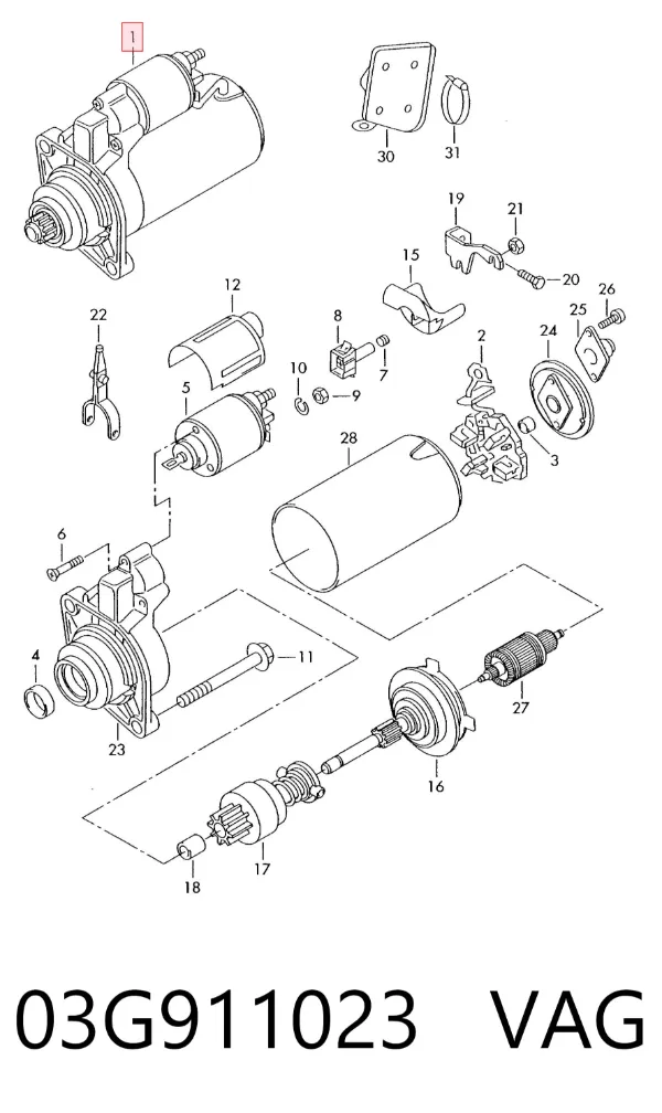 Motor de arranque 03G911023 VAG