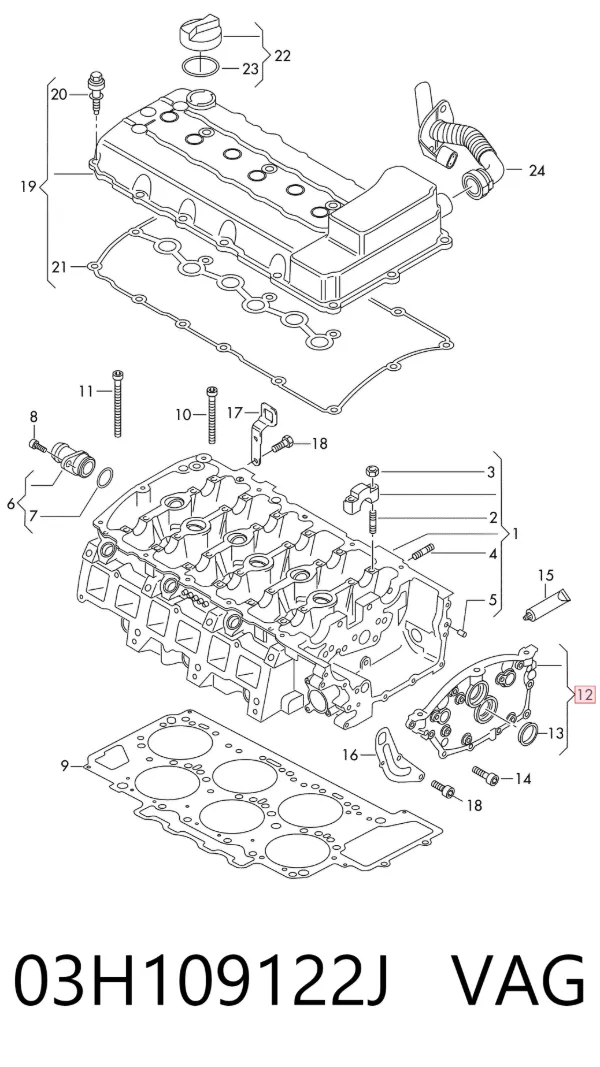 Tapa motor 03H109122J VAG