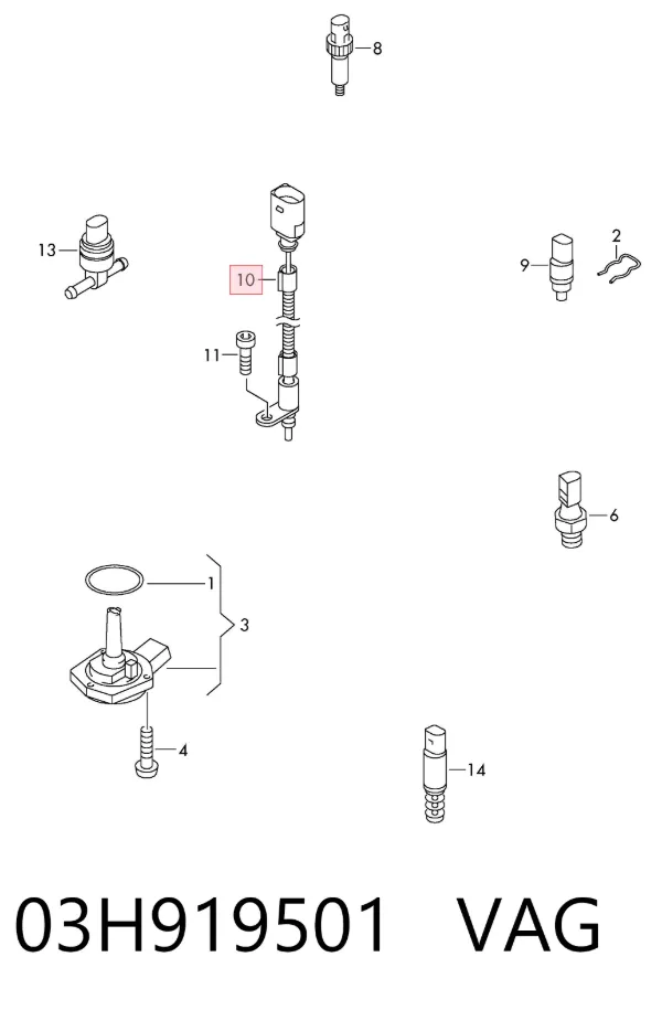 Sensor de temperatura del refrigerante del tablero 03H919501 VAG