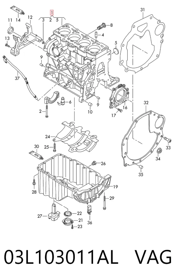 Bloque de cilindros del motor 03L103011AL VAG