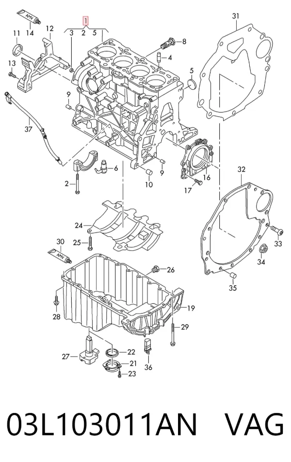 Bloque de cilindros del motor 03L103011AN VAG