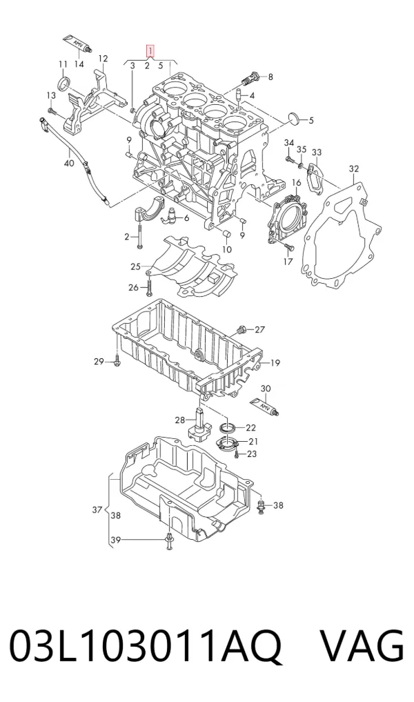Bloque de cilindros del motor 03L103011AQ VAG