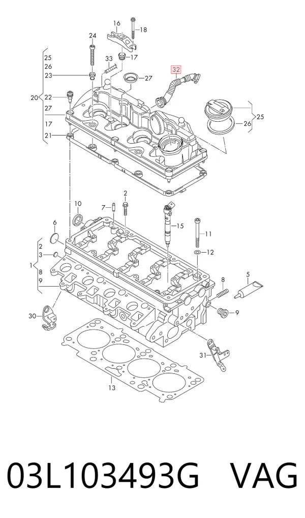 Tubo de ventilación del cárter 03L103493G VAG