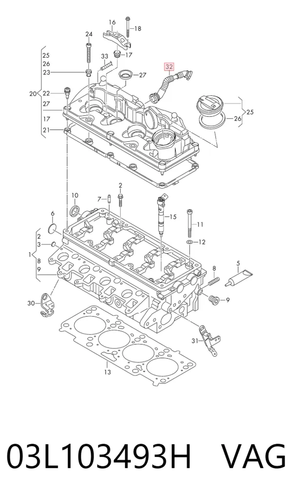 Tubo de ventilación del cárter 03L103493H VAG