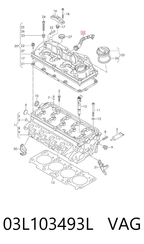 Tubo de ventilación del cárter 03L103493L VAG