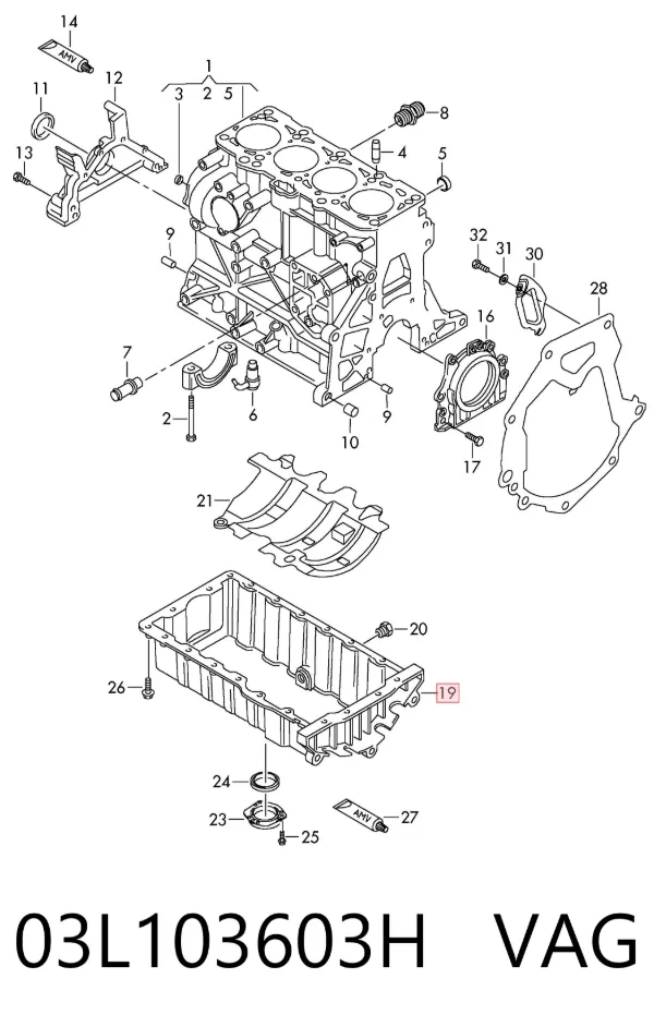 Cárter de aceite del motor 03L103603H VAG