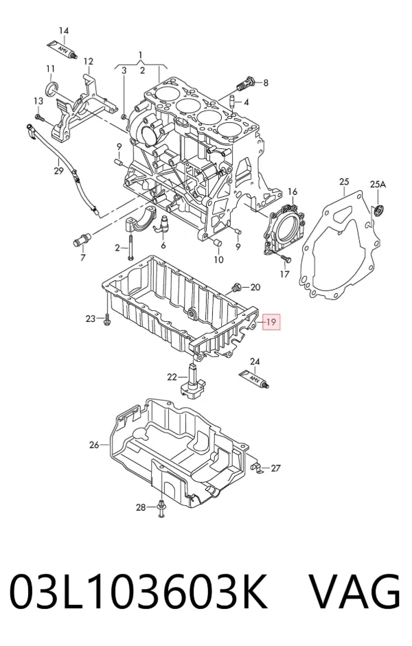 Cárter de aceite del motor 03L103603K VAG