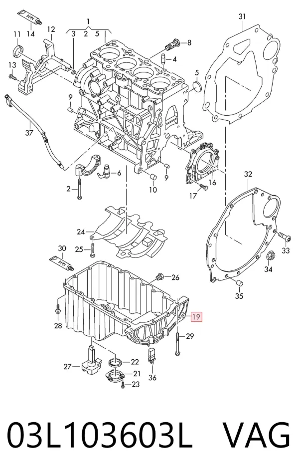 Cárter de aceite del motor 03L103603L VAG
