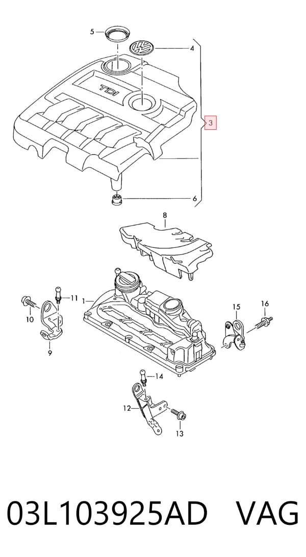 Tapa motor 03L103925AD VAG