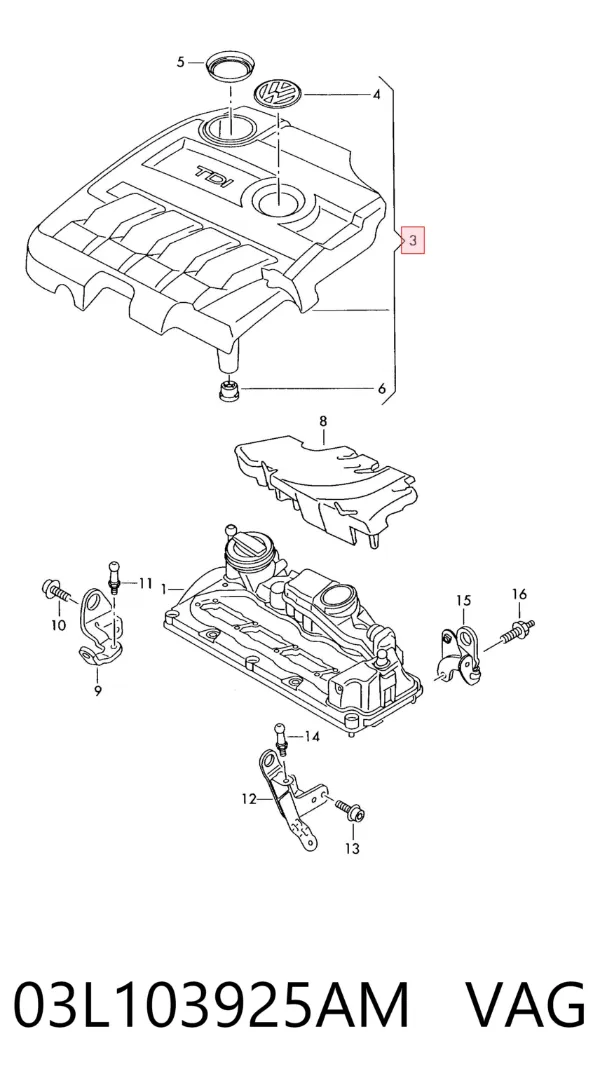 Tapa motor 03L103925AM VAG