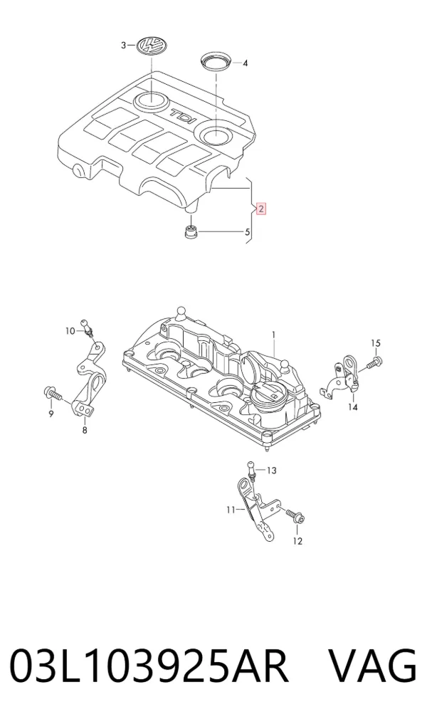 Tapa motor 03L103925AR VAG