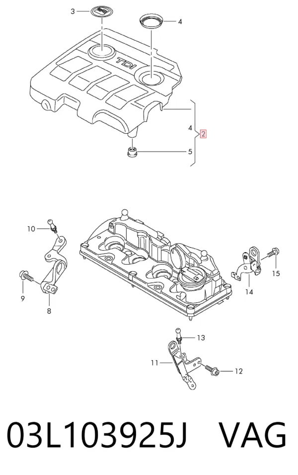 Tapa motor 03L103925J VAG