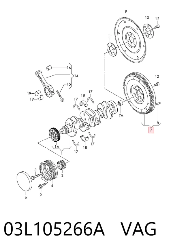 Volante motor 03L105266A VAG