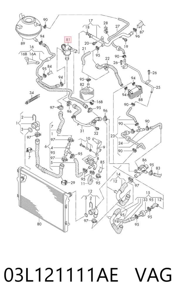 Caja de termostato 03L121111AE VAG