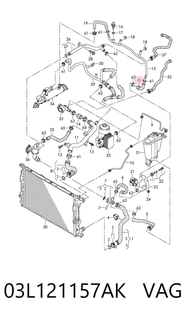 Manguera radiador 03L121157AK VAG