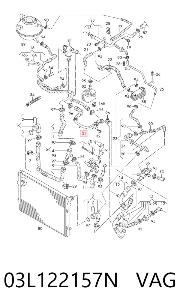 Manguera radiador 03L122157N VAG