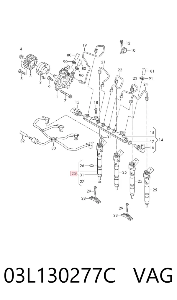 Inyector 03L130277C VAG